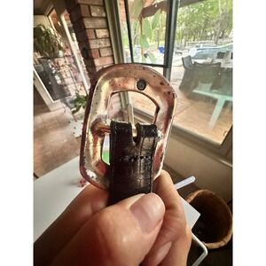 Brighton Womens Two Tone Croc Embossed Leather Belt Black Brown Heart Buckle S